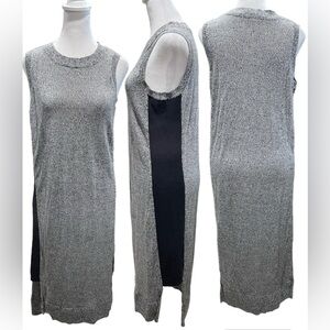 Athleta Heather Black & White Merino Wool Sleeveless Sweater Dress Size Small